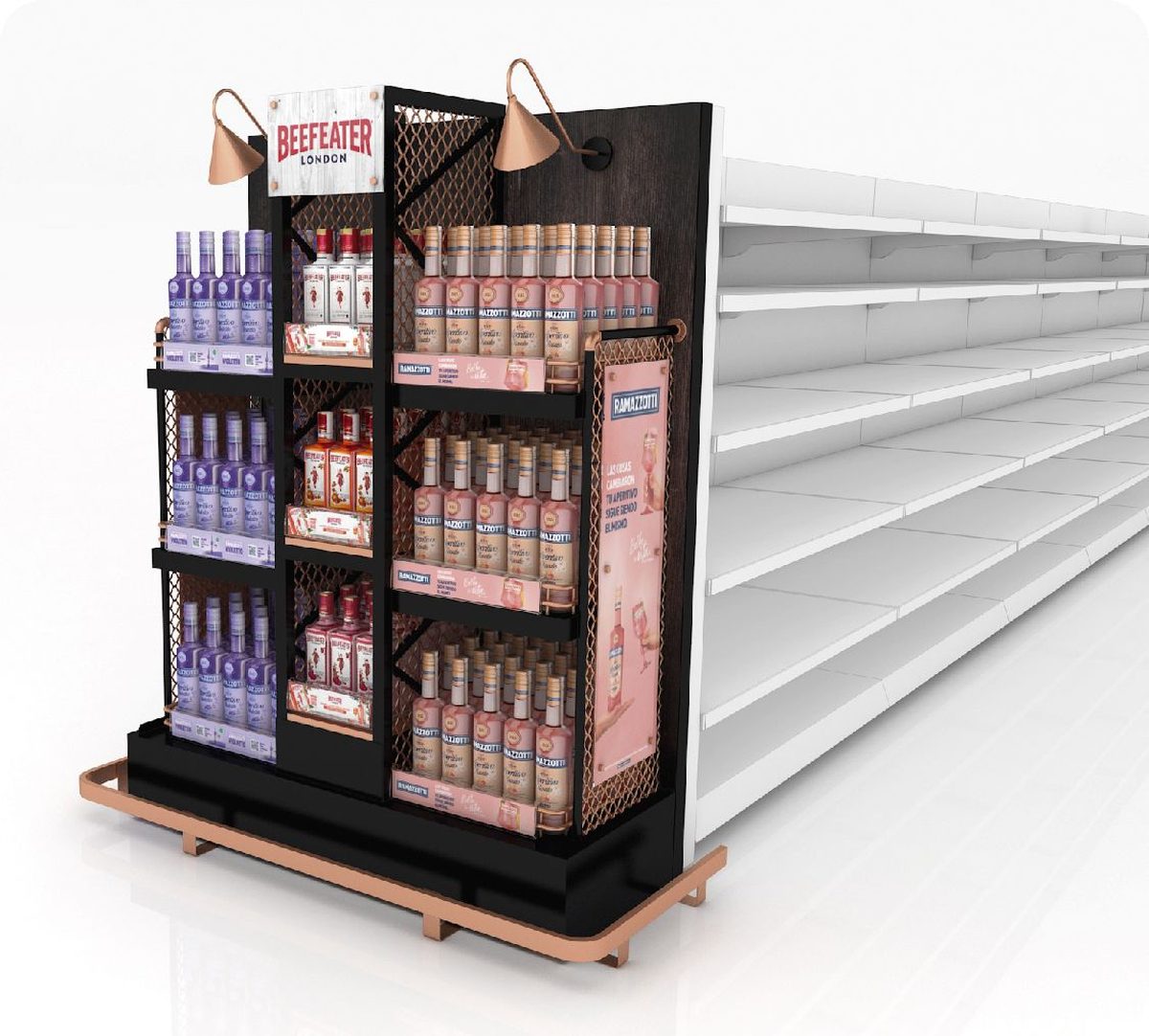 Exhibidor Beefeater en góndola de retail